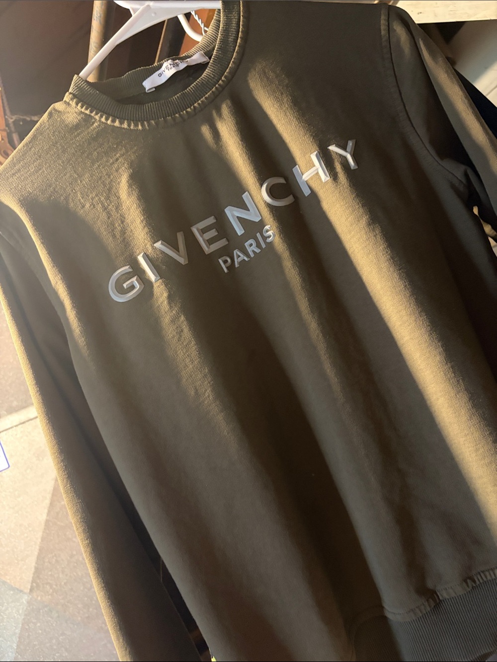 Givenchy Olive Green Logo Crewneck Sweatshirt